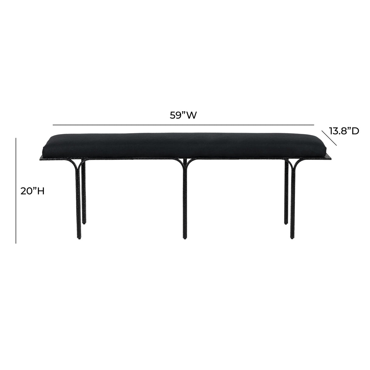 Bryn 59" Black Linen Bench