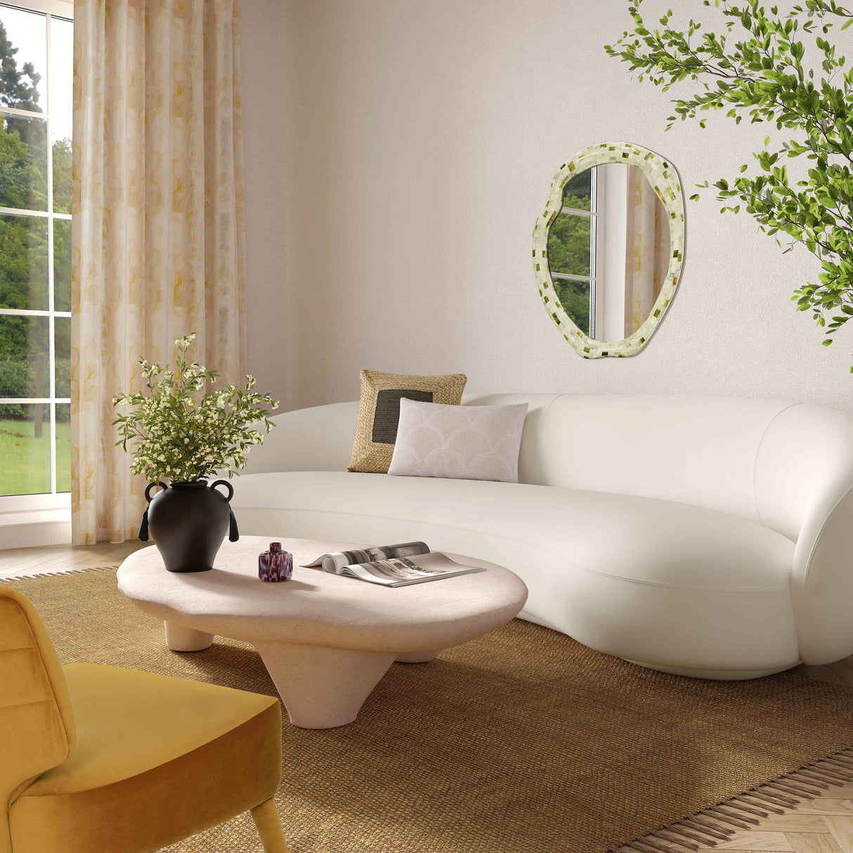 Athen 57" Nude Faux Stone Coffee Table