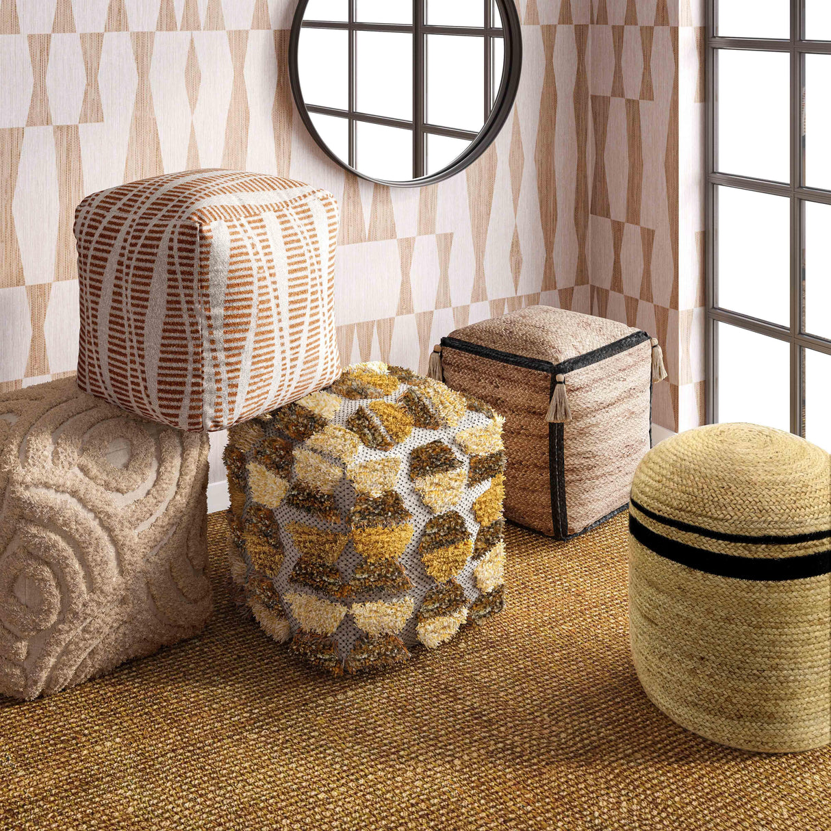 Sawyer Natural Tones Tufted Pouf