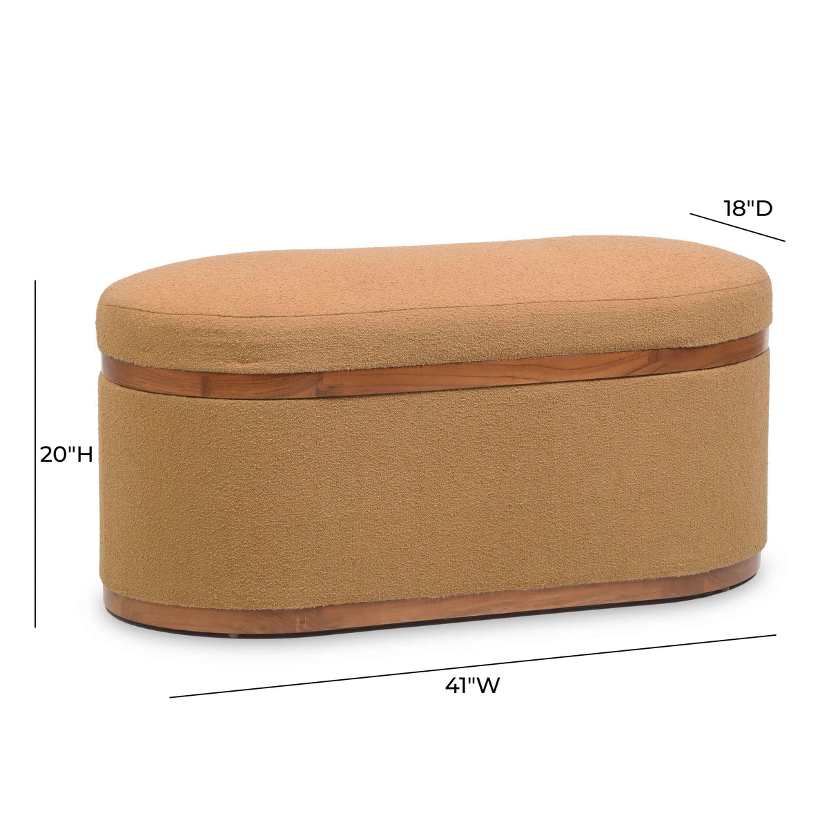 Olivier 41" Boucle Oval Storage Ottoman