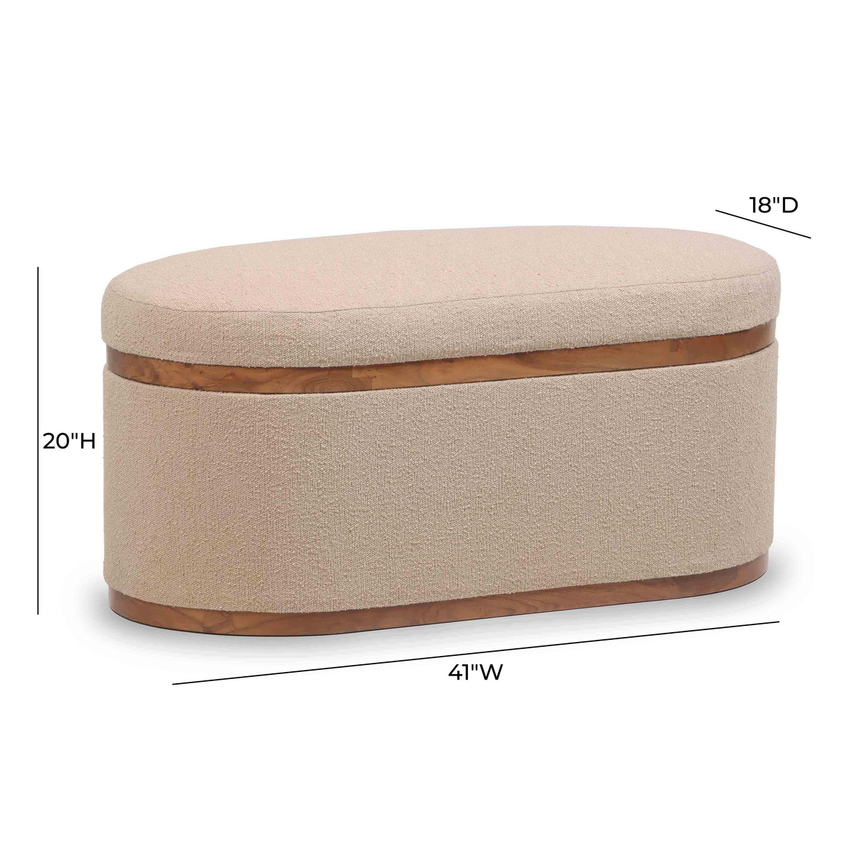 Olivier 41" Boucle Oval Storage Ottoman