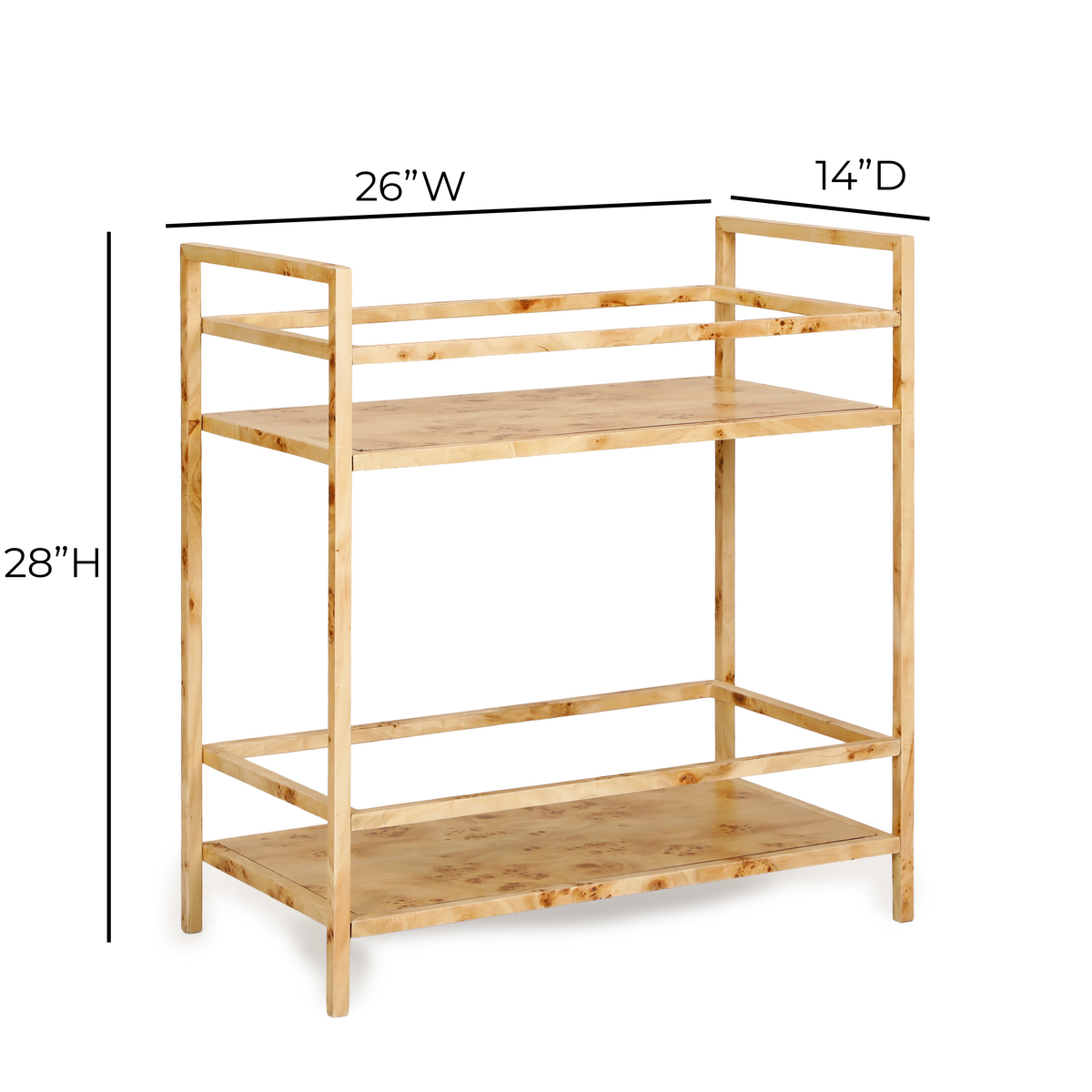 Destin Natural Burl Contract-Grade Bar Cart - View 8