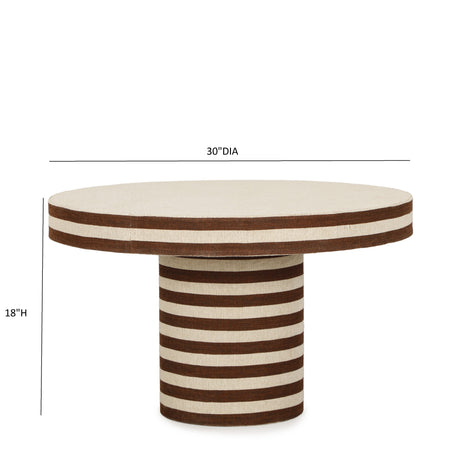 Lyra 30" Natural Striped Cotton Jute Contract-Grade Coffee Table - View 7