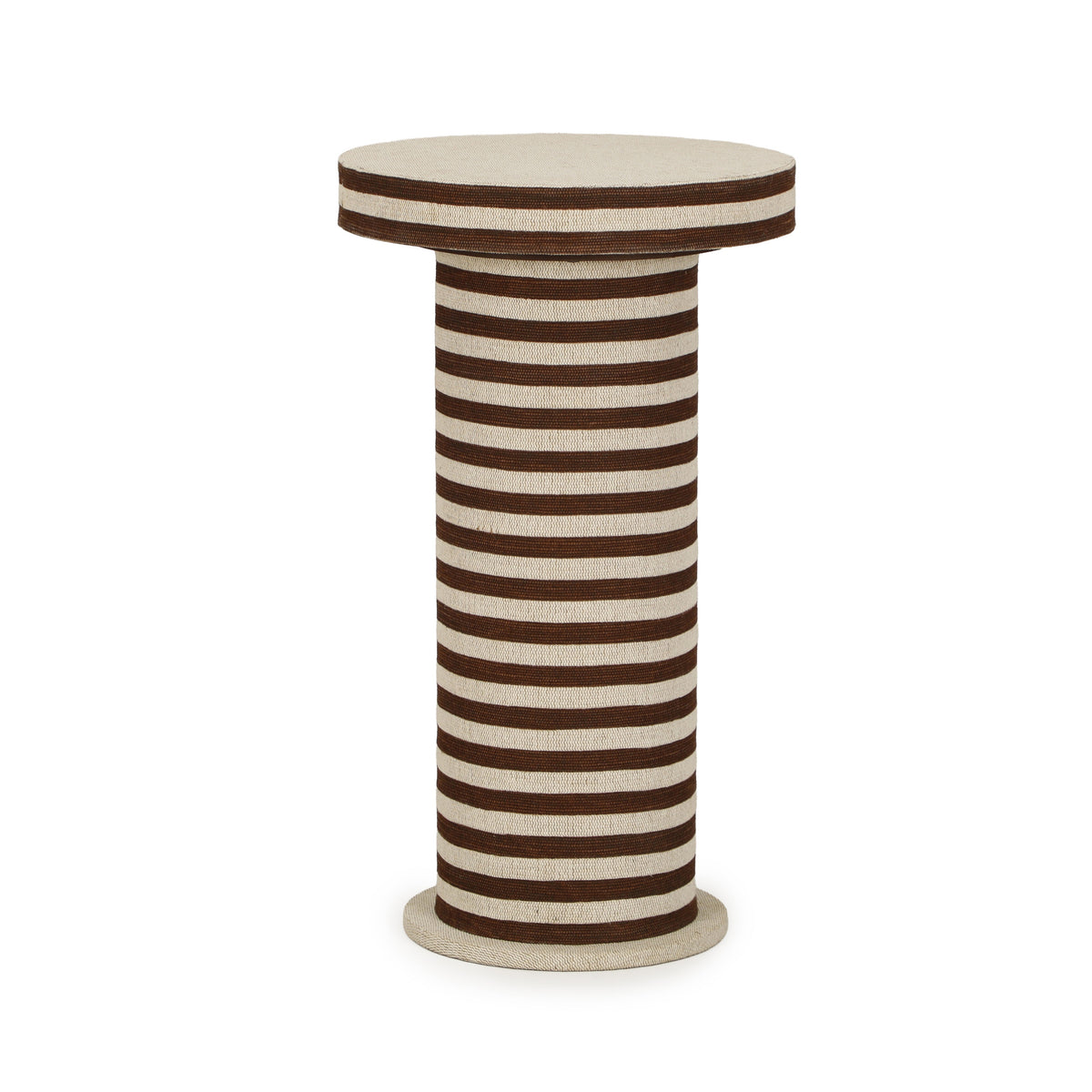 Lyra Natural Striped Cotton Jute Contract-Grade Side Table - View 3
