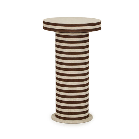 Lyra Natural Striped Cotton Jute Contract-Grade Side Table - View 3