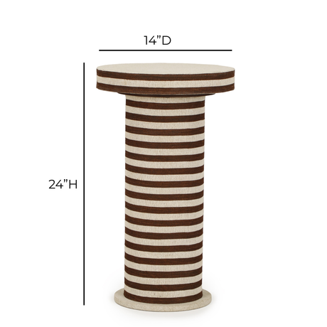 Lyra Natural Striped Cotton Jute Contract-Grade Side Table - View 7