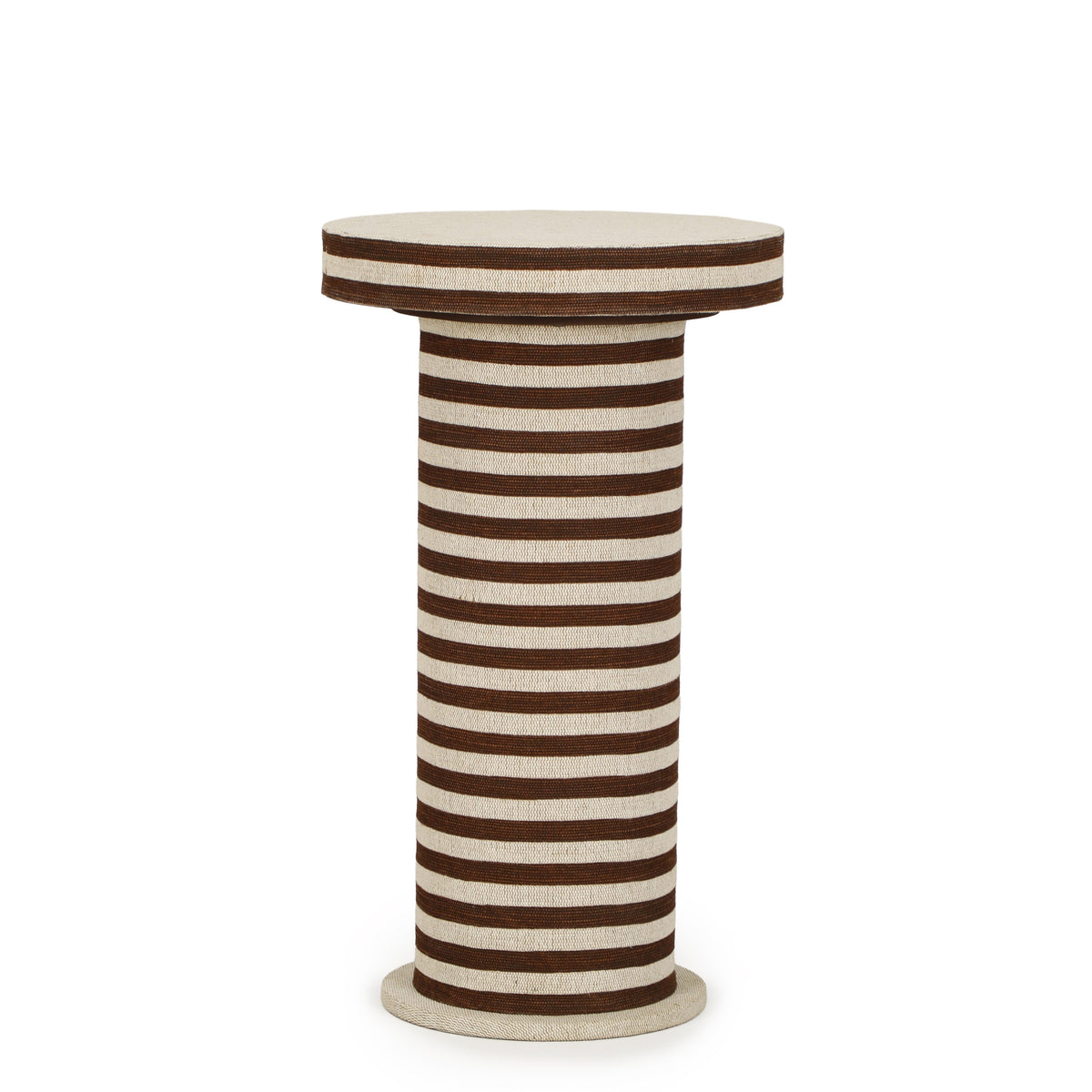 Lyra Natural Striped Cotton Jute Contract-Grade Side Table - View 1
