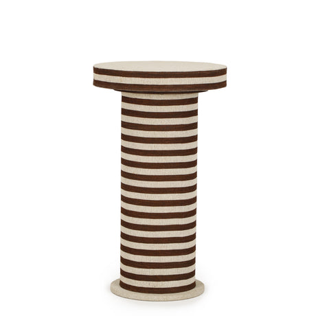 Lyra Natural Striped Cotton Jute Contract-Grade Side Table - View 1