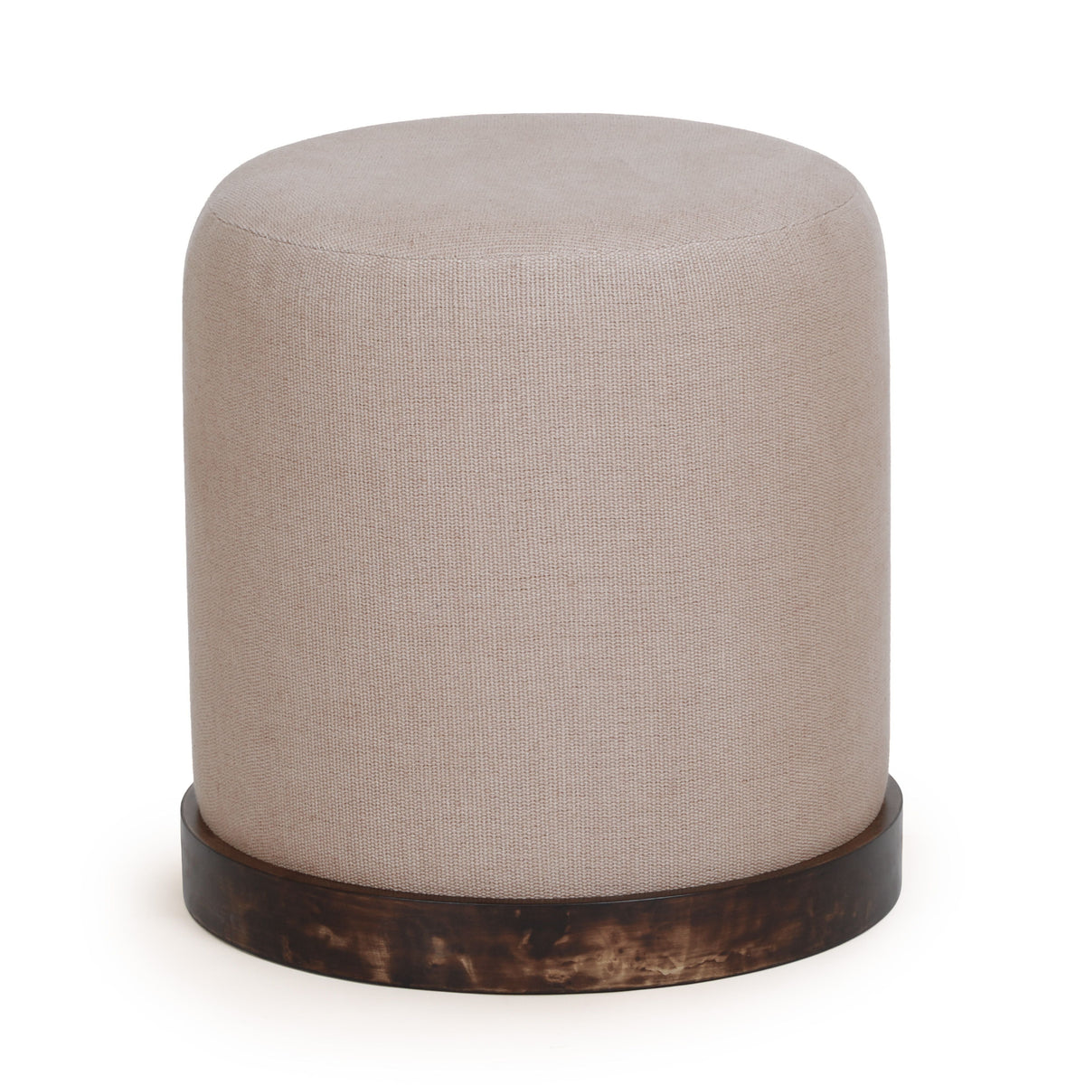 Como Burl and Saddle Brown Cotton Jute Contract-Grade Accent Stool - View 1