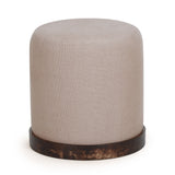 Como Burl and Saddle Brown Cotton Jute Contract-Grade Accent Stool - View 1