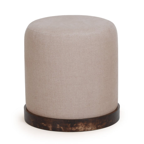 Como Burl and Saddle Brown Cotton Jute Contract-Grade Accent Stool - View 1