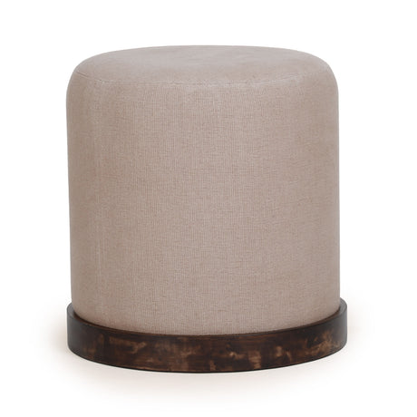 Como Burl and Saddle Brown Cotton Jute Contract-Grade Accent Stool - View 3