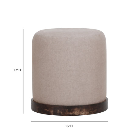 Como Burl and Saddle Brown Cotton Jute Contract-Grade Accent Stool - View 6