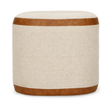 Huche Cotton Jute and Vegan Leather Oval Contract-Grade Pouf - View 3