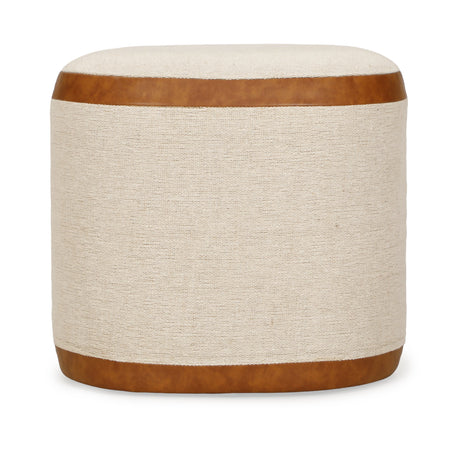 Huche Cotton Jute and Vegan Leather Oval Contract-Grade Pouf - View 3