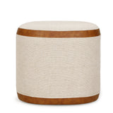 Huche Cotton Jute and Vegan Leather Oval Contract-Grade Pouf - View 4