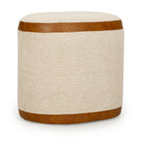 Huche Cotton Jute and Vegan Leather Oval Contract-Grade Pouf - View 6
