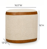 Huche Cotton Jute and Vegan Leather Oval Contract-Grade Pouf - View 7