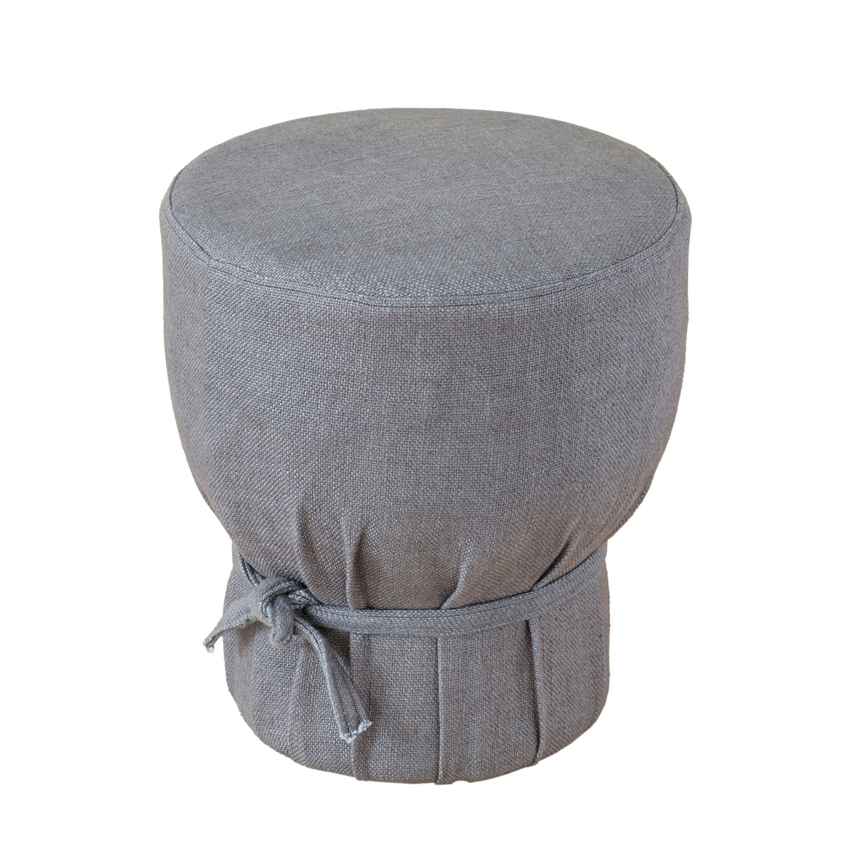Elsie Grey Linen Upholstered Pouf - View 1