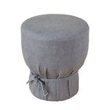 Elsie Grey Linen Upholstered Pouf - View 1