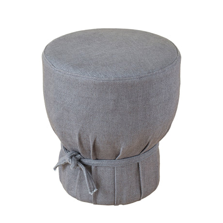 Elsie Grey Linen Upholstered Pouf - View 1