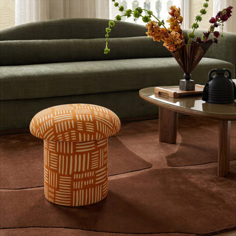 Lucy Rust Orange Tribal Print Mushroom Accent Stool - View 2