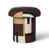 Lucy Mud Brown Abstract Print Mushroom Accent Stool - View 3