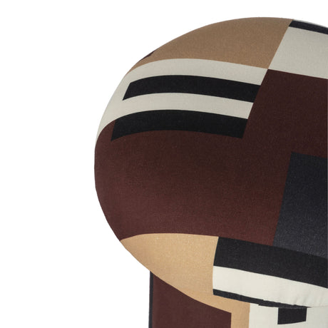 Lucy Mud Brown Abstract Print Mushroom Accent Stool - View 4