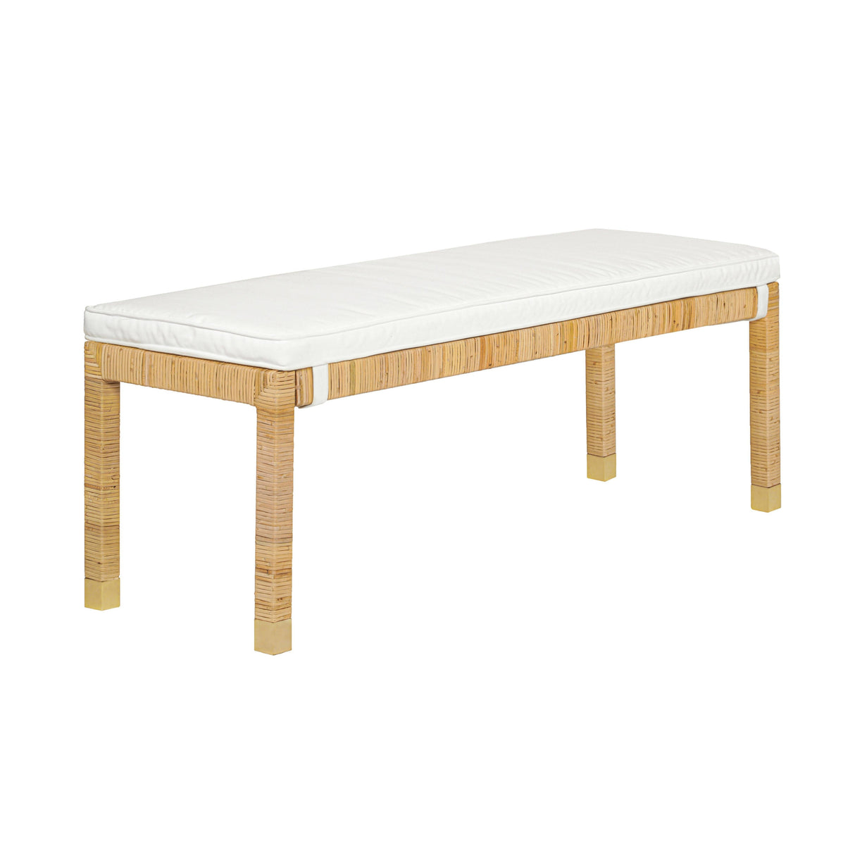 Amara 50" Woven Rattan Performance Fabric Bench