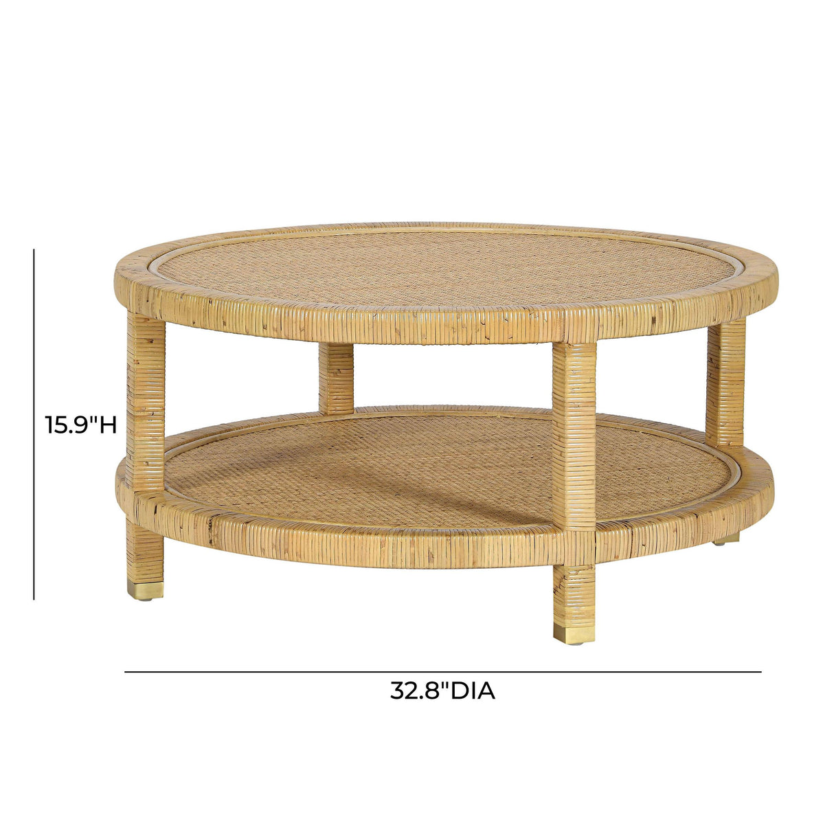 Amara 33" Natural Rattan Round Coffee Table
