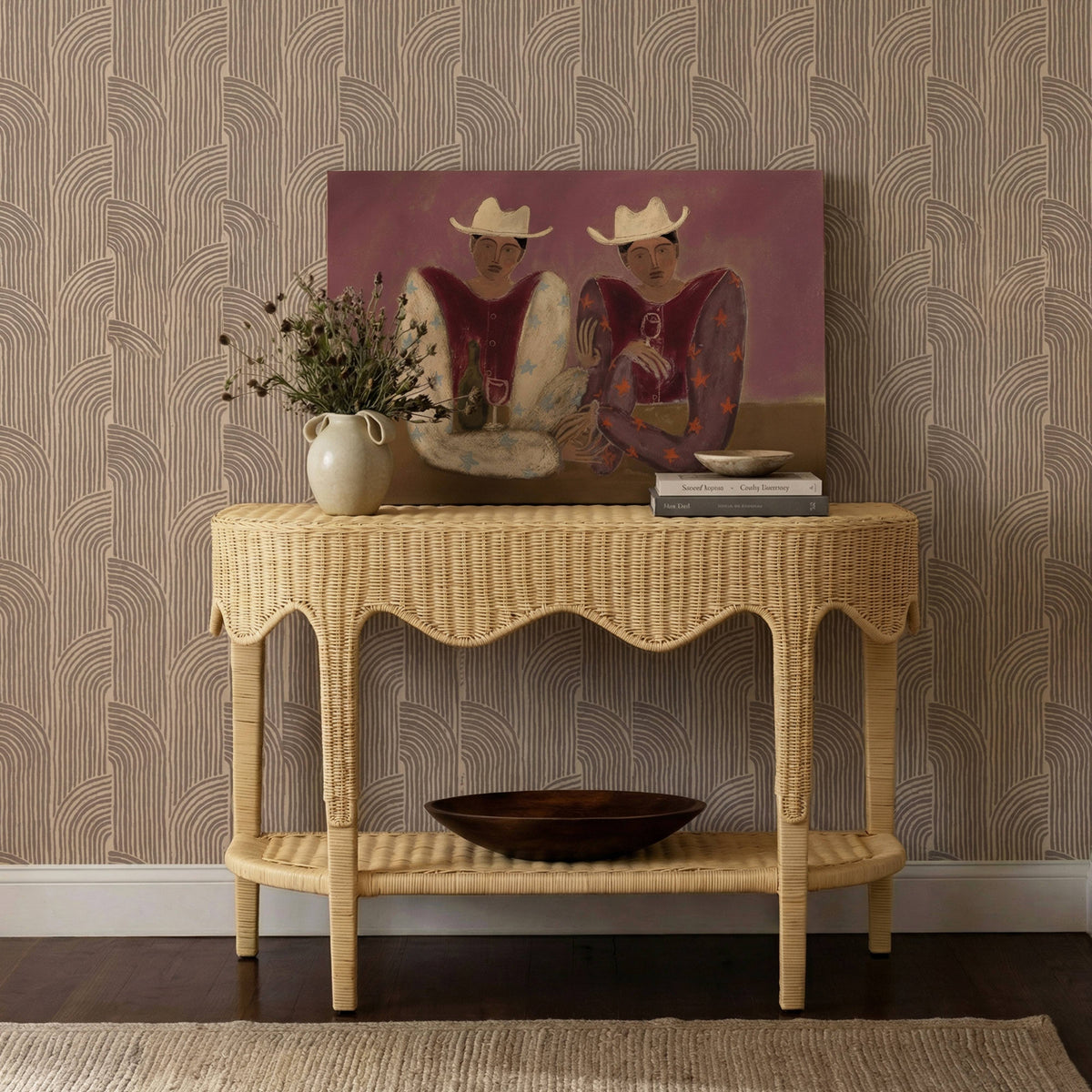 Sally 41" Natural Rattan Console Table - View 2