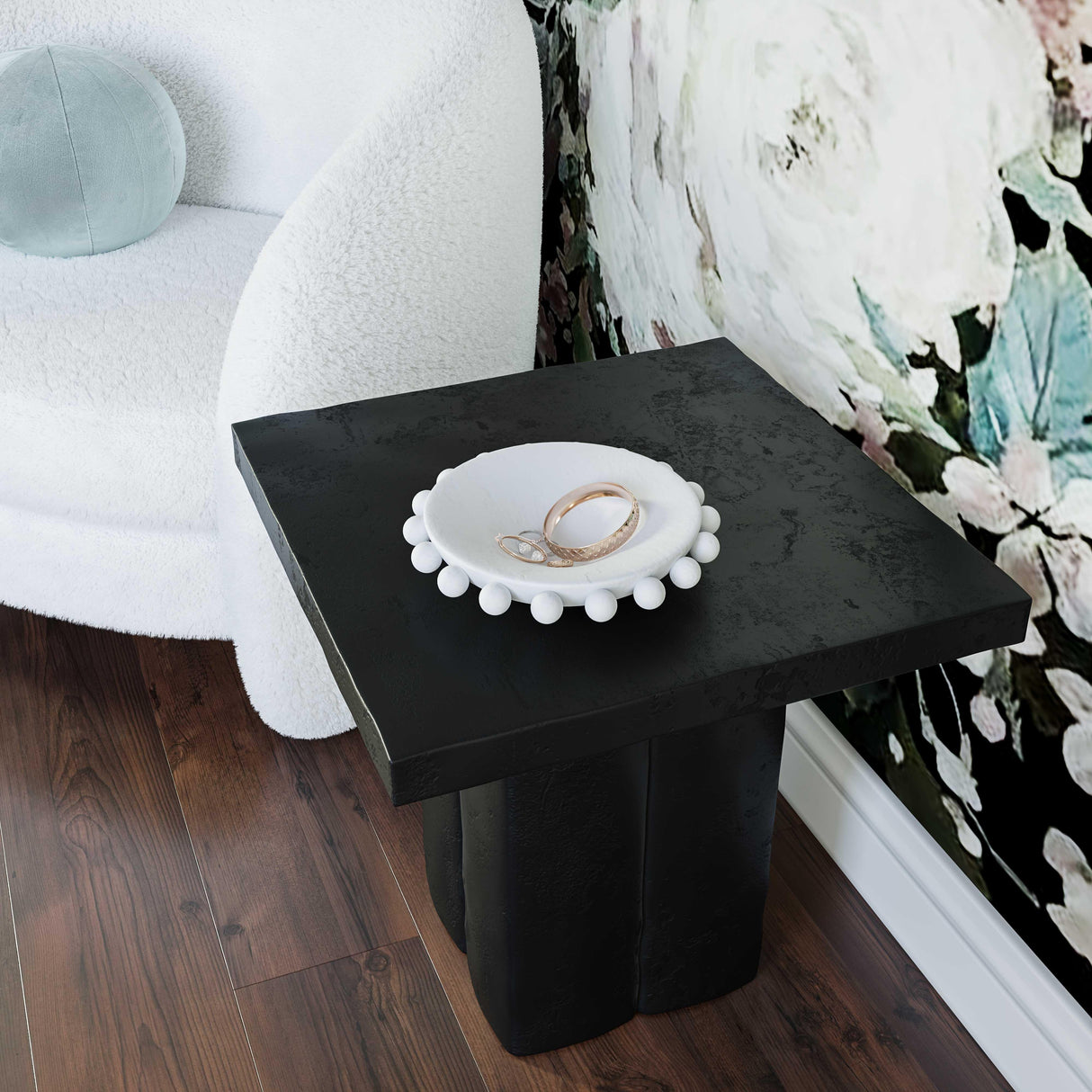 Kayla Faux Plaster Indoor / Outdoor Square Side Table