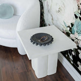 Kayla Faux Plaster Indoor / Outdoor Square Side Table