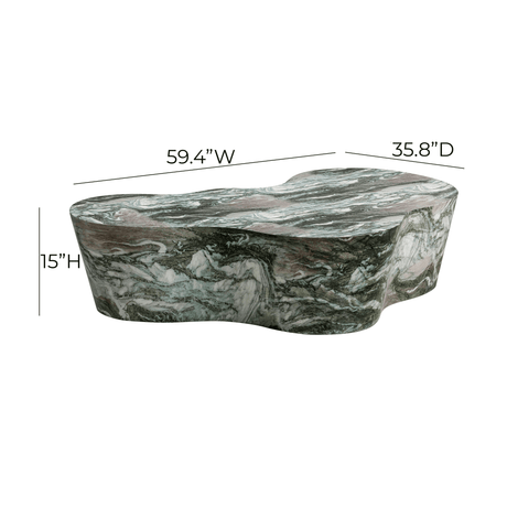 Slab 59" Concrete Indoor/Outdoor Coffee Table - View 14