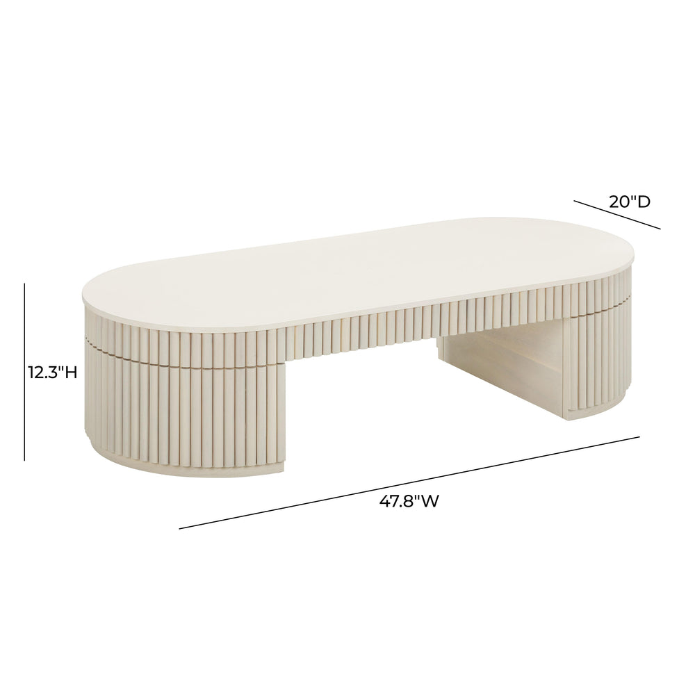 Bella Cream Oval Coffee Table dimensions