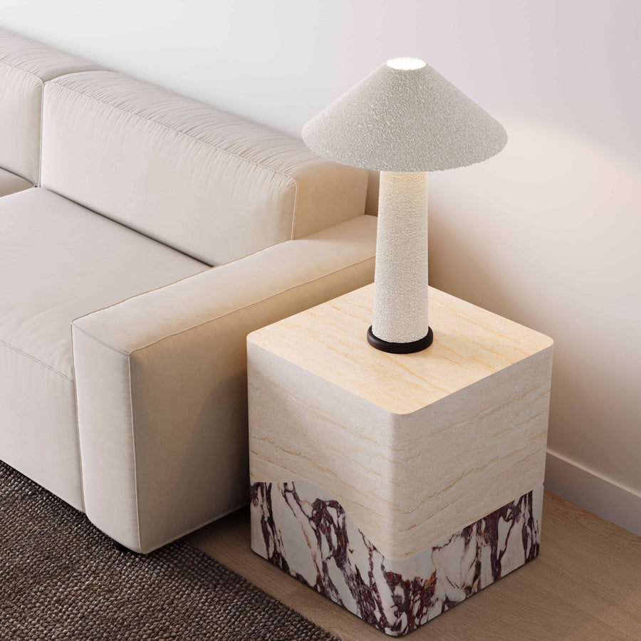 Brut Faux Travertine & Breccia Concrete Indoor / Outdoor Side Table