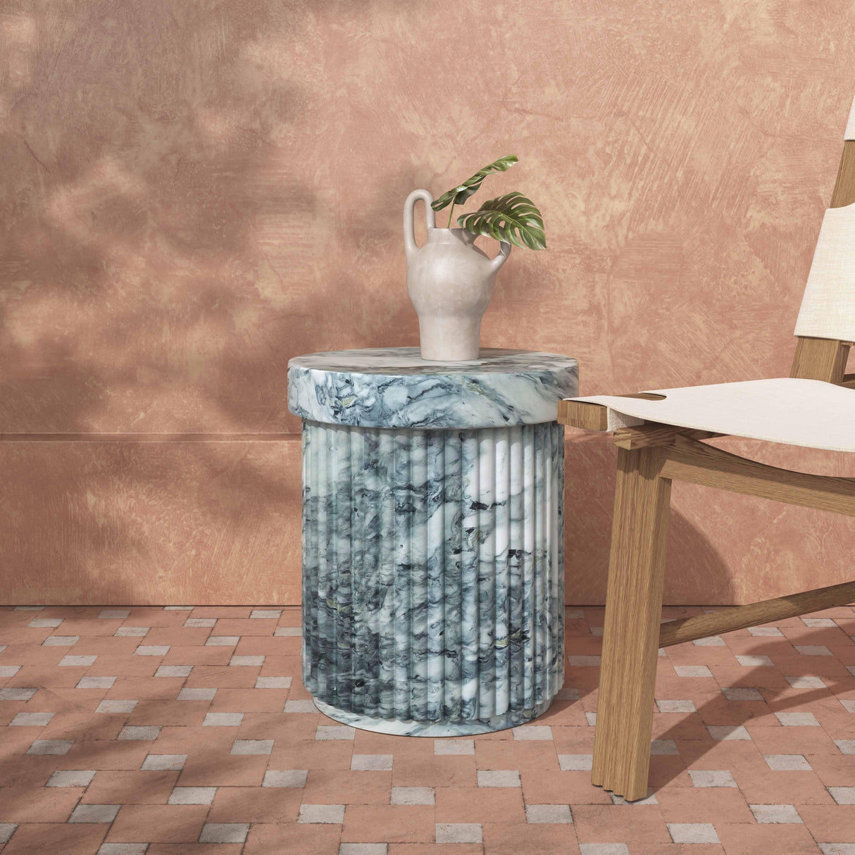 Serafina Faux Marble Concrete Indoor / Outdoor Side Table
