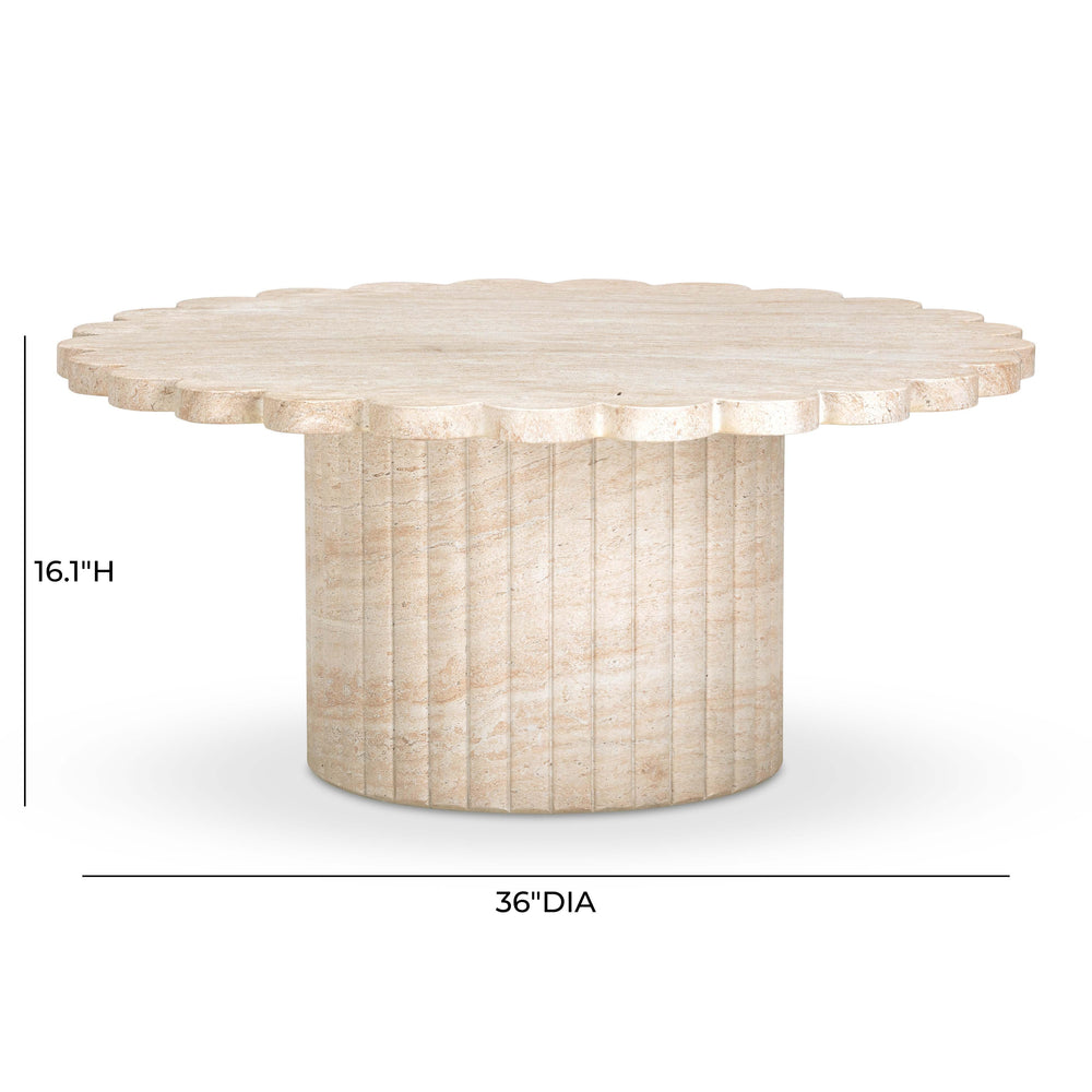 Blossom Washed Travertine Finish Indoor/Outdoor Coffee Table dimensions