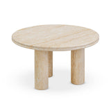 Amora Faux Travertine Indoor/Outdoor Round Accent Table (26"-32")