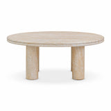 Amora Faux Travertine Indoor/Outdoor Round Accent Table (26"-32")