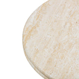 Amora Faux Travertine Indoor/Outdoor Round Accent Table (26"-32")