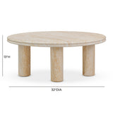 Amora Faux Travertine Indoor/Outdoor Round Accent Table (26"-32")