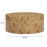 Fig 36" Natural Burl Drum Round Coffee Table