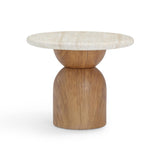 Cynthia Faux Travertine Concrete Indoor / Outdoor Side Table