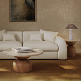 Cynthia 36" Faux Travertine Concrete Indoor / Outdoor Coffee Table