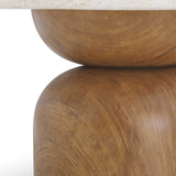 Cynthia 36" Faux Travertine Concrete Indoor / Outdoor Coffee Table