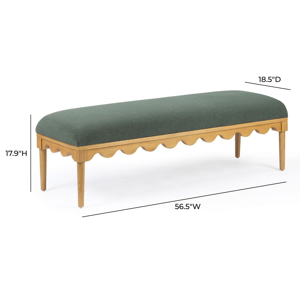 Oodle 56.5" Performance Vegan Mohair Bench - View 36