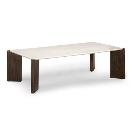 Restis 52" Cream Quartz Rectangular Coffee Table - View 1