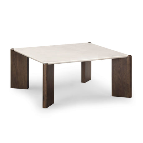 Restis 33.5" Cream Quartz Square Coffee Table - View 1