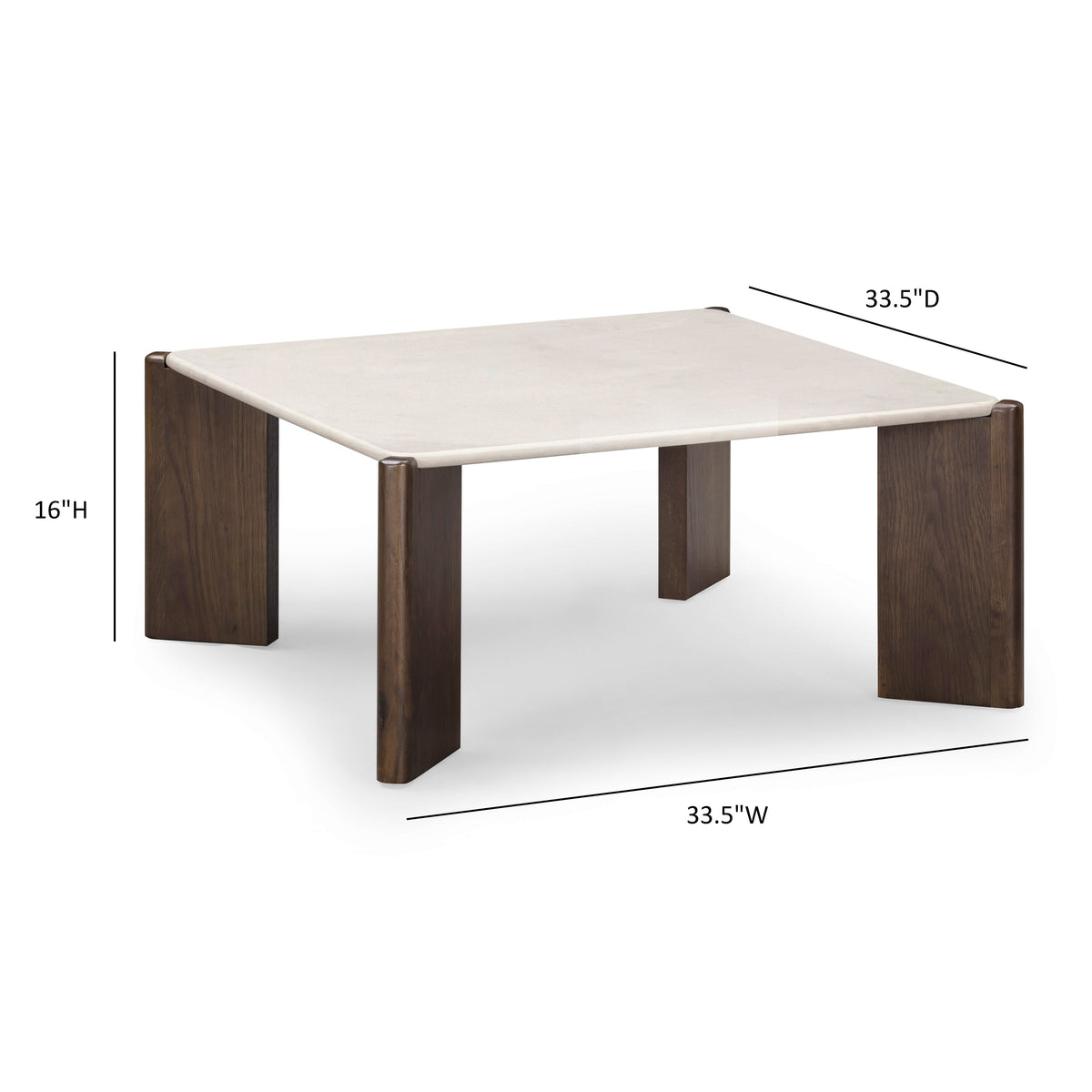 Restis 33.5" Cream Quartz Square Coffee Table - View 6